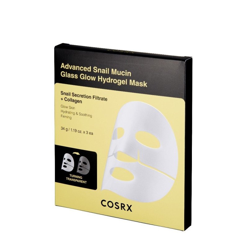 COSRX Advanced Snail Mucin Glass Glow Hydrogel Mask  hodrogelinė kaukė 3vnt.