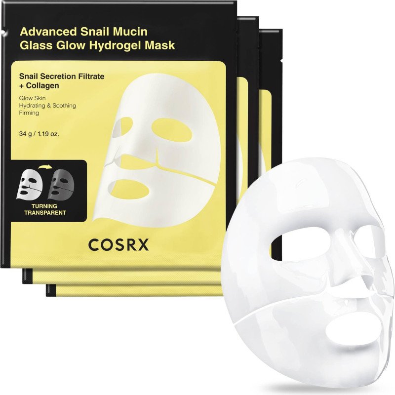 COSRX Advanced Snail Mucin Glass Glow Hydrogel Mask  hodrogelinė kaukė 3vnt.