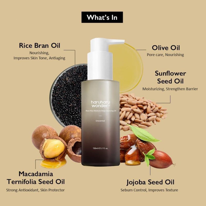 Haruharu Wonder Black Rice Moisture Deep Cleansing Oil – drėkinamasis ir giliai valantis veido aliejus