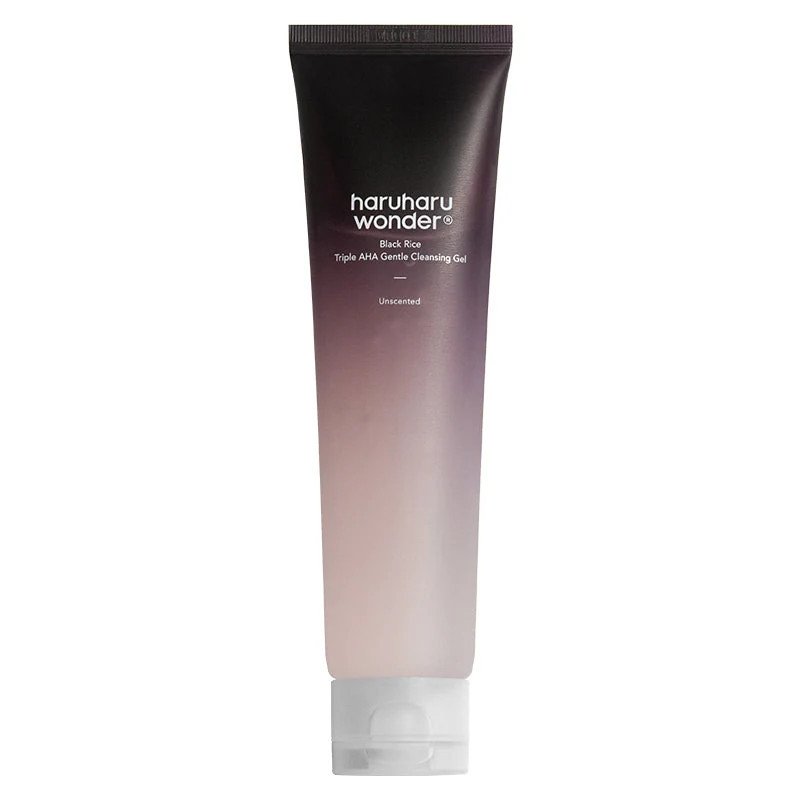 Haruharu Wonder Black Rice Triple AHA Gentle Cleansing Gel -švelnus prausiamasis veido gelis su AHA rūgštimis