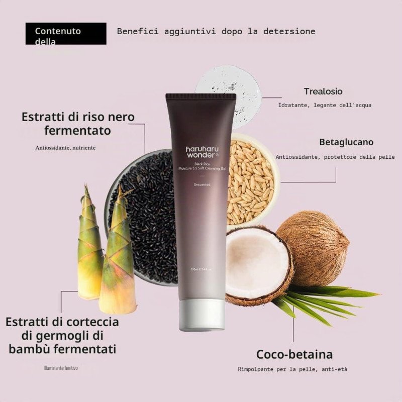 Haruharu Wonder Black Rice Moisture 5.5 Soft Cleansing Gel -švelnus prausiamasis veido gelis (pH 5.5)