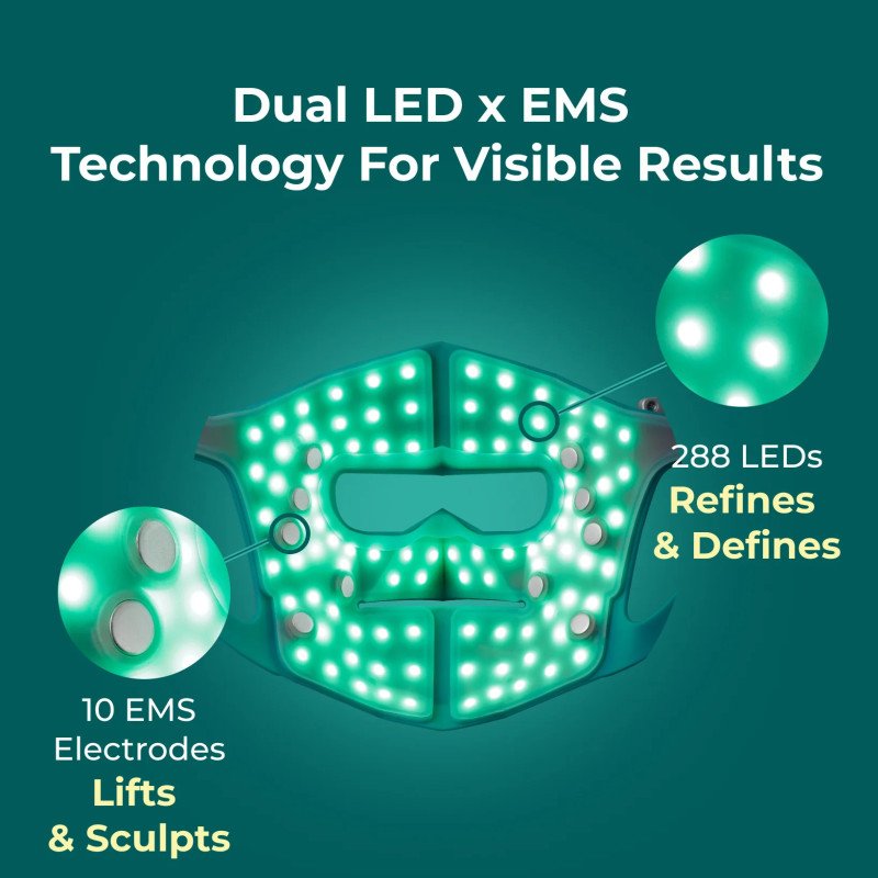 YA-MAN Blue Green kaukė su EMS | LED veido kaukė